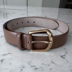 B-Low the Belt Taupe Leather Belt with Gold Buckle